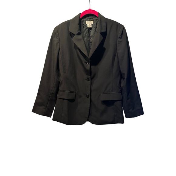 Brooks 346 Women’s Size 8 Blazer Suit Jacket Wool Blend Solid Black Business - Picture 3 of 7